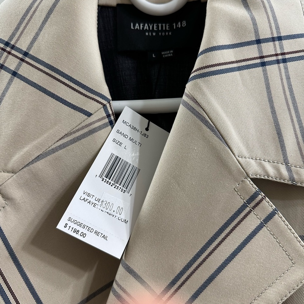 Lafayette 148 New York Tan and Cream Trench Coat